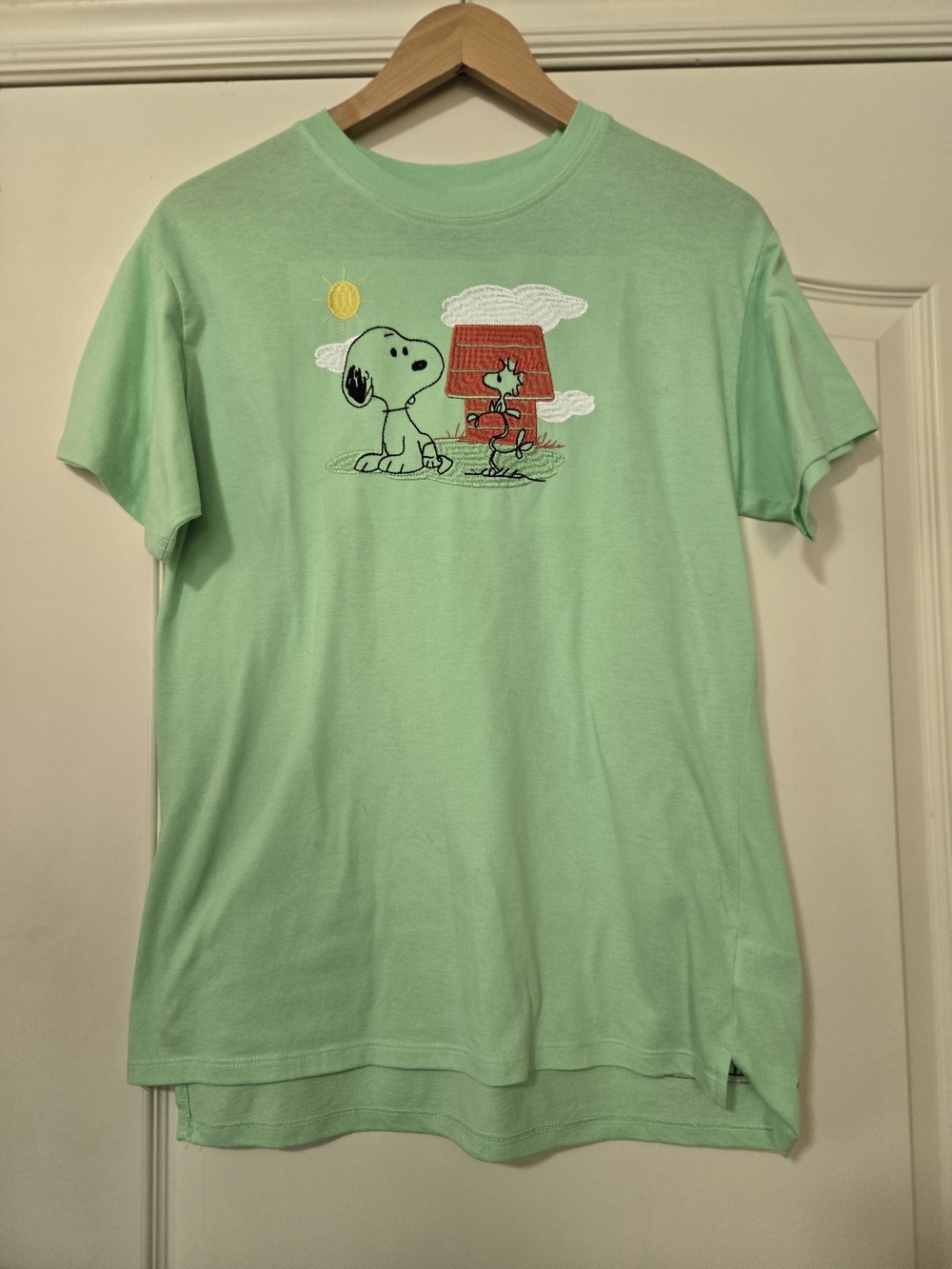 Peanuts Mint Green Womens Snoopy & Woodstock Graphic Tee Comfy Layering